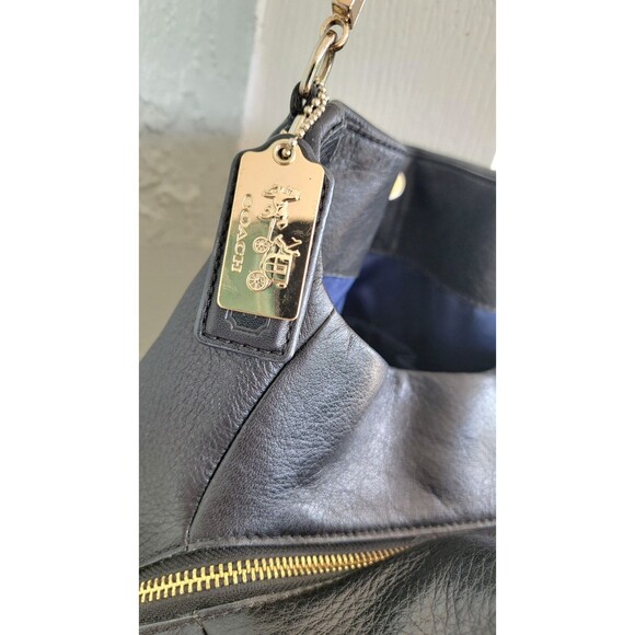 Coach Black  Leather Madison Pebbled Phoebe Shoulder Bag w Gold Hardware Purple - Picture 16 of 16